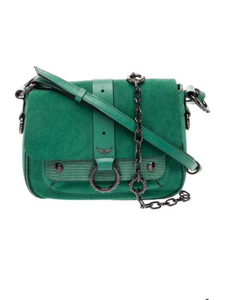 Zadig  Voltaire Emerald Green Suede Crossbody Bag
